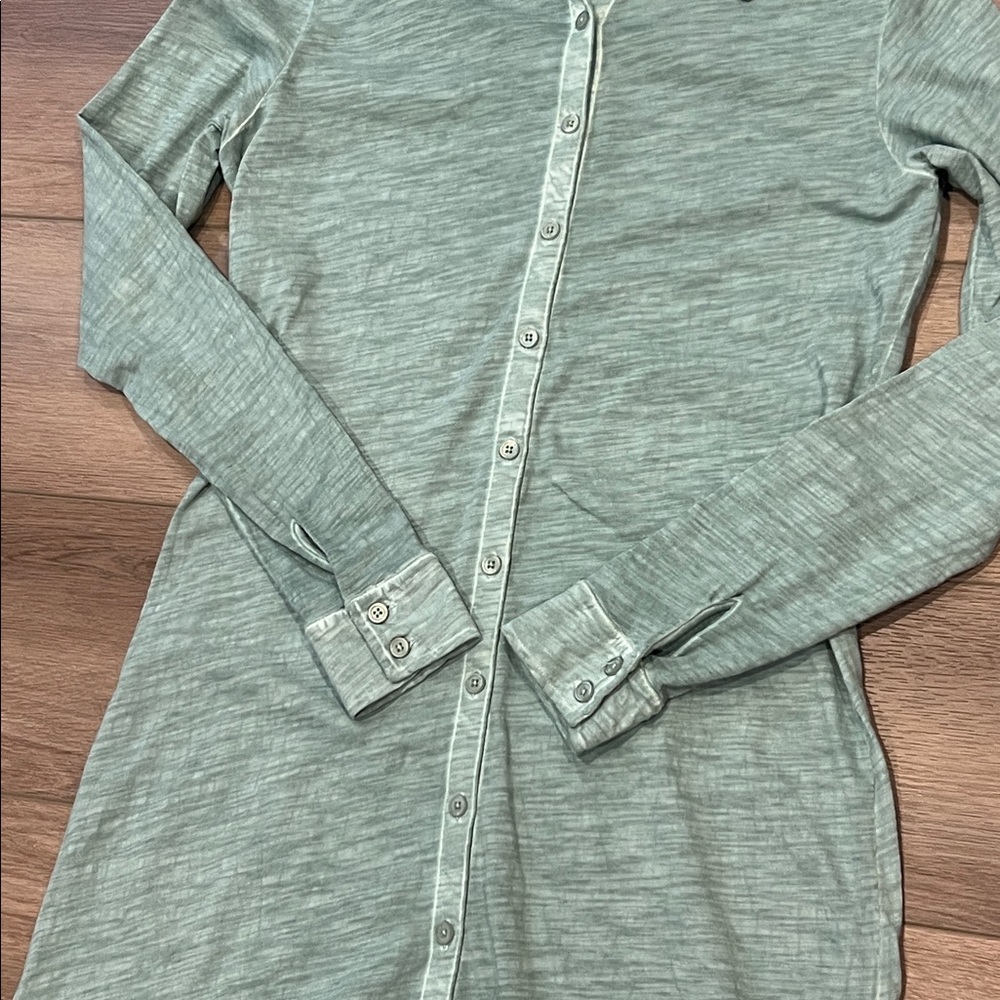 Peruvian Connection Sage Green Button-Up Shirt Lagos Dress Size Small Cotton - Picture 8 of 13